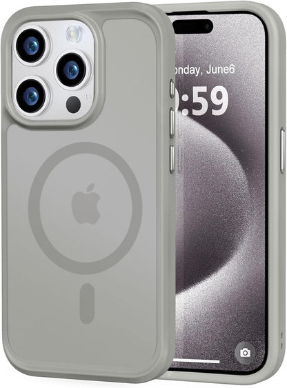 MOCCA Strong Magnetic for iPhone 14 Pro Max Case [Compatible with Magsafe] [10FT Military Grade Protective] Translucent Matte Slim Shockproof Case for iPhone 14 Pro Max 6.7"- Titanium Gray