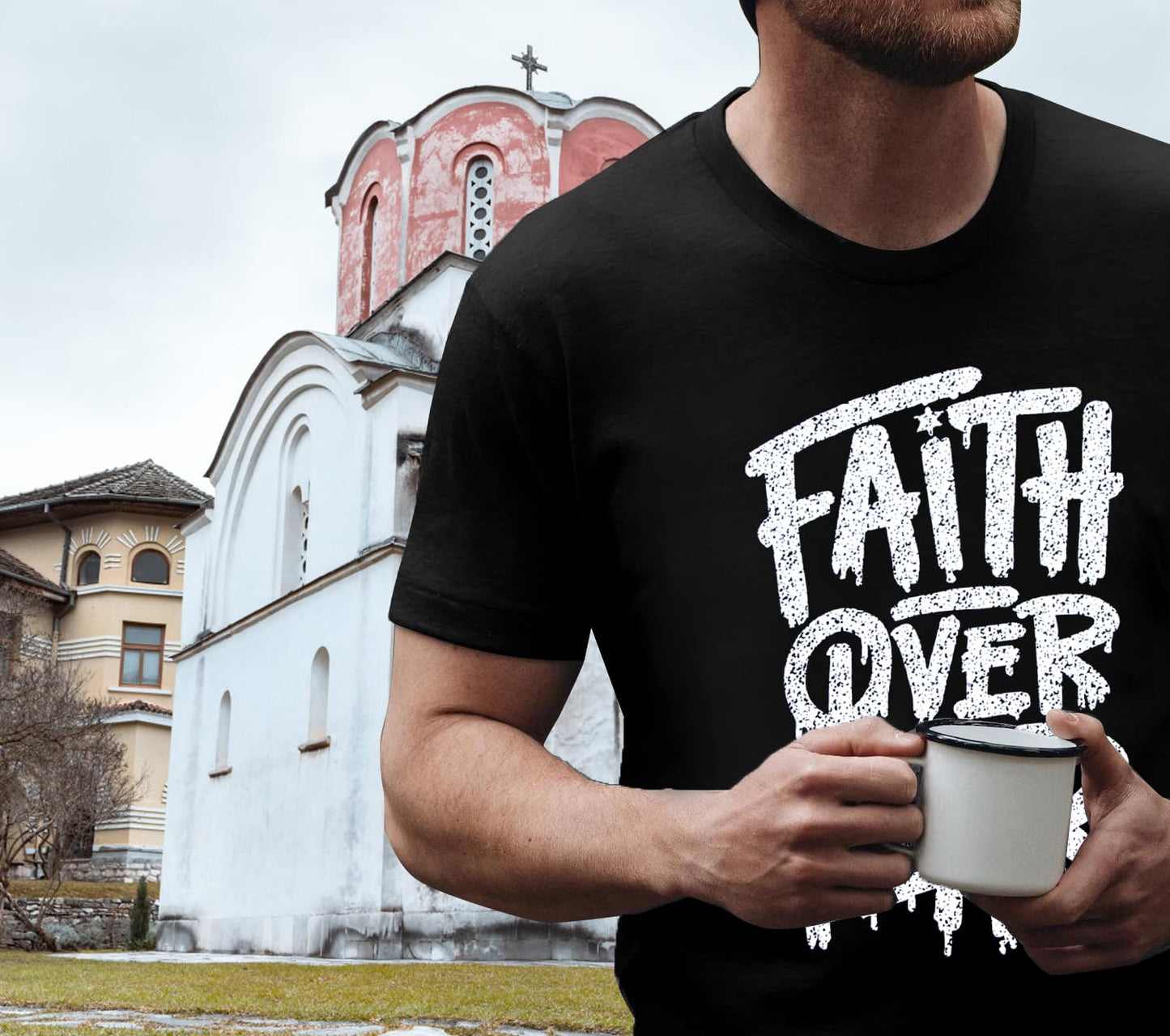 Christian Shirts for Men:Faith Cross Printed T-Shirts Christian Gifts for Men Jesus Shirts Holy Bible Tees