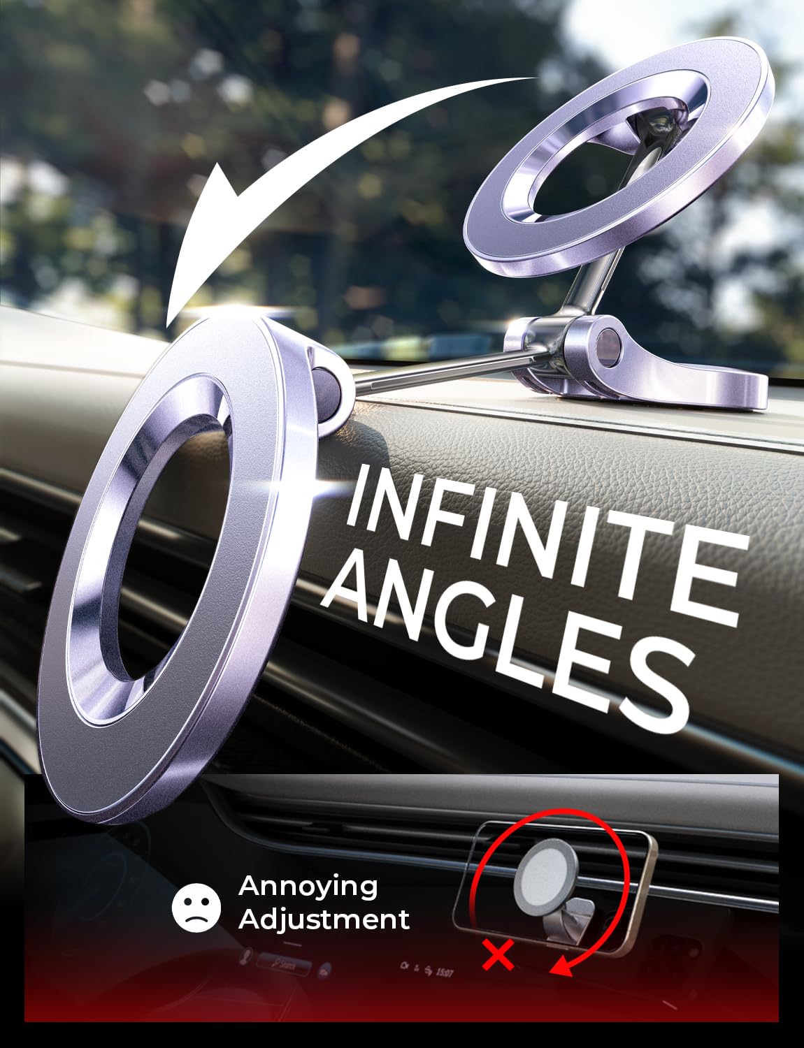 LISEN for MagSafe Car Mount for iPhone 17 Pro Max [24 Strong Magnets] Classic Magnetic Phone Holder for Car Dashboard, Magnet Phone Mount Car Cell Phone Holder for iPhone 17 Pro Max Air 16 15 14 13 12