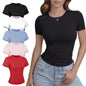 GAYHAY 3 Pack Basic Tees for Women - Crew Neck Slim Fit Tight T Shirts Cute Y2K Trendy Crop Tops Clothes for Casual Summer