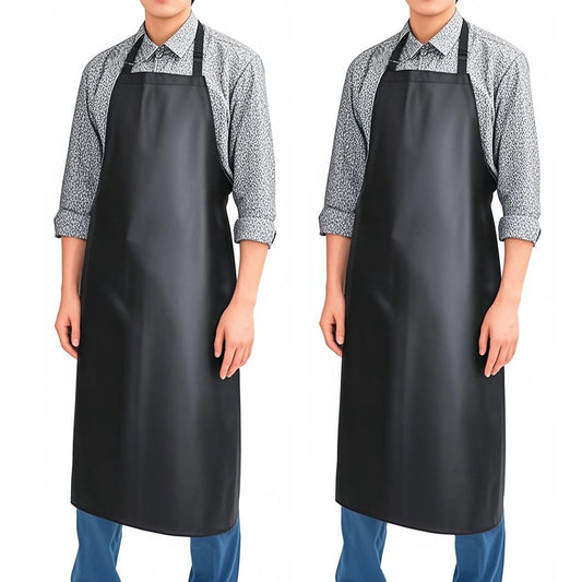 Waterproof Rubber Vinyl Apron 40 Inch Heavy Duty Adjustable Bib for Men Women Kitchen Cooking Lab Dishwashing Black