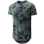 KLIEGOU Mens Hipster Hip Hop Ripped Round Hemline Pattern Print T Shirt