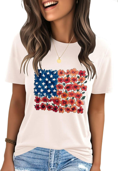 IRISGOD Womens Graphic Tees Casual Summer Short Sleeve Vintage T Shirts Tops