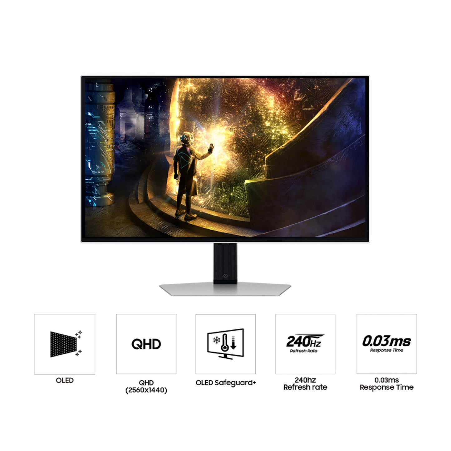 Samsung 27” Odyssey OLED G6 G60SF QHD QD-OLED Gaming Monitor, 500Hz Refresh Rate, 0.03ms (GtG) Response Time, G-Sync Compatible, VESA DisplayHDR TrueBlack 500, LS27FG602SNXZA, 2025, 3 Yr Warranty