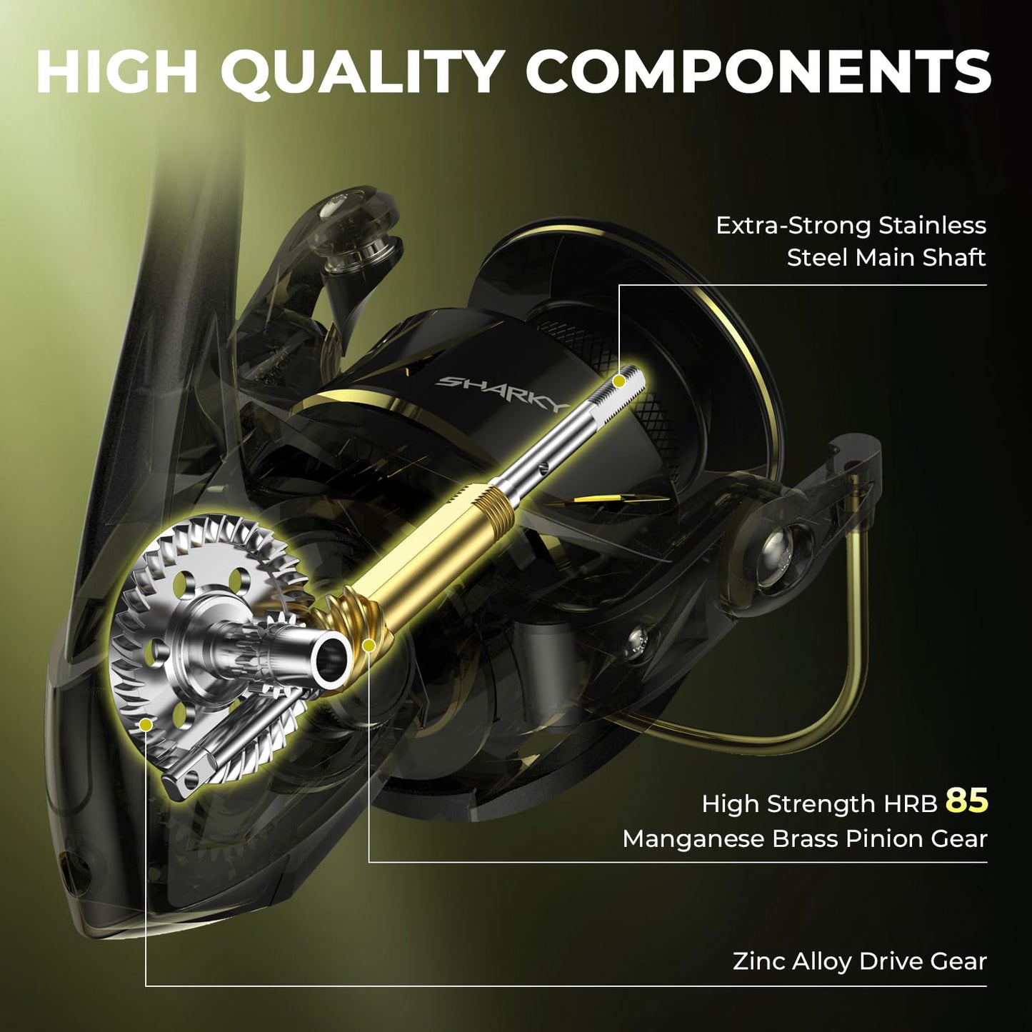 KastKing Sharky Spinning Reel – 5.2:1 & 6.2:1 Gear Ratios, Carbon Fiber Drag 33–39.5LB, 10+1 Stainless Bearings, Lightweight Nylitech Body, Oversize Shaft, for Saltwater & Freshwater