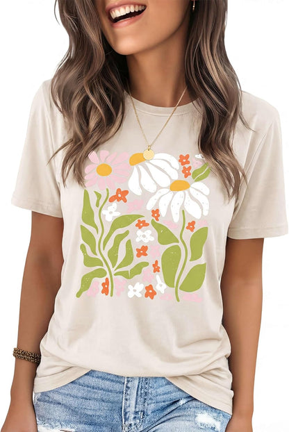 IRISGOD Womens Graphic Tees Casual Summer Short Sleeve Vintage T Shirts Tops
