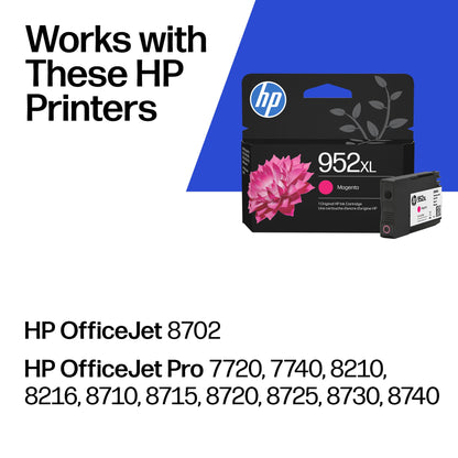 HP 952XL Black High-Yield Ink Cartridge Printers | Works OfficeJet 8702 OfficeJet Pro 7720, 7740, 8210, 8216, 8710, 8715, 8720, 8725, 8730, 8740 | Eligible for Instant Ink | F6U19AN