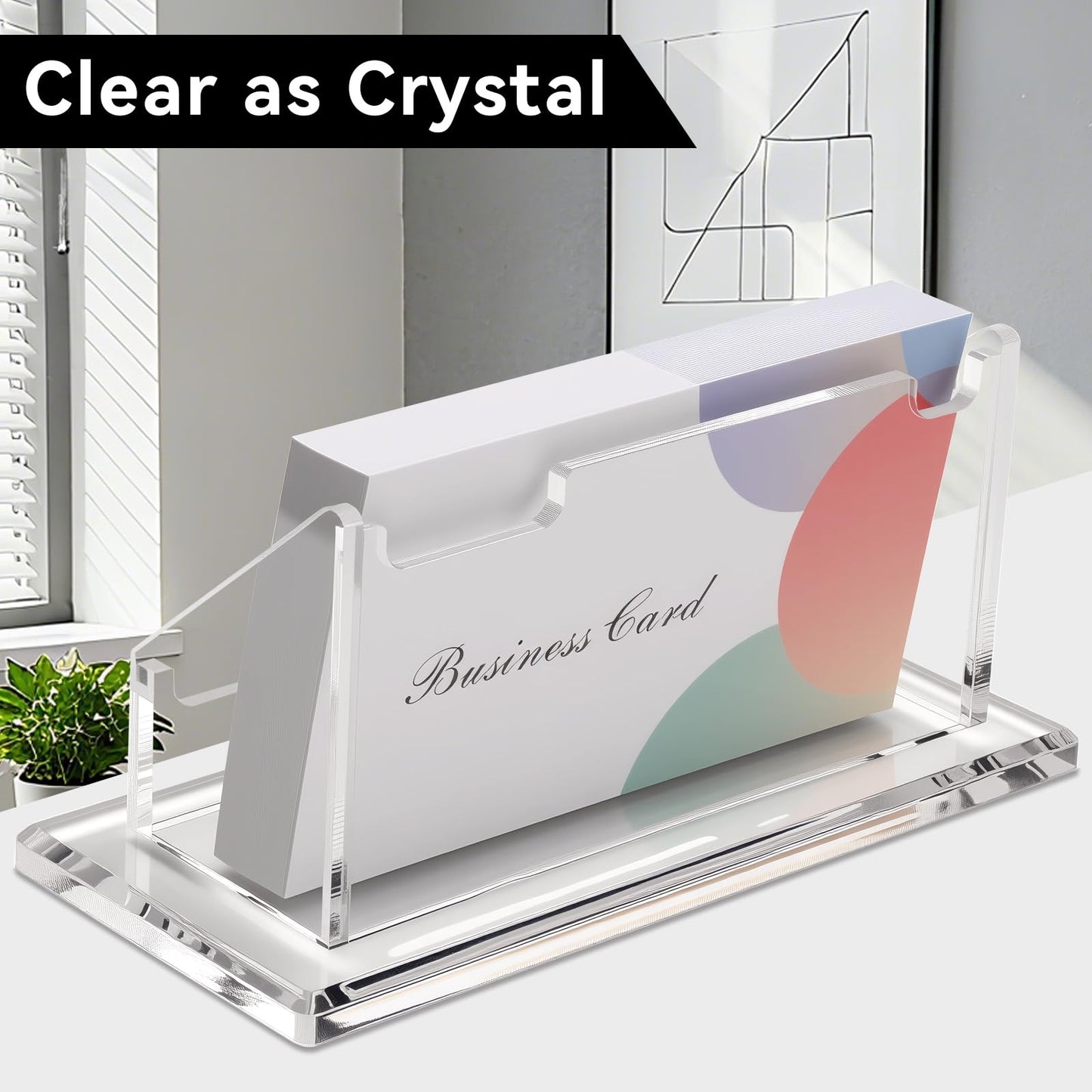 1 Pcs Acrylic Business Card Holder, Clear Horizontal Business Card Display Stand, Acrylic Cards Display Holder for Desk Accessories Women and Men Office Exhibition