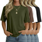 4 Pack Women's Half Sleeve T Shirts 1/2 Sleeve Basic Crew Neck Tops Elbow Length Casual Loose Fit Summer Tees