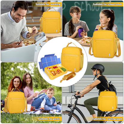 NOL Nylon Waterproof Kids Lunch Bag, Insulated Lunch Bag, Lunch box Cooler, Reusable, Zip Closure with Buckle Handle Holds Lunch Box, Snacks & Water Bottle for School Work, Cream