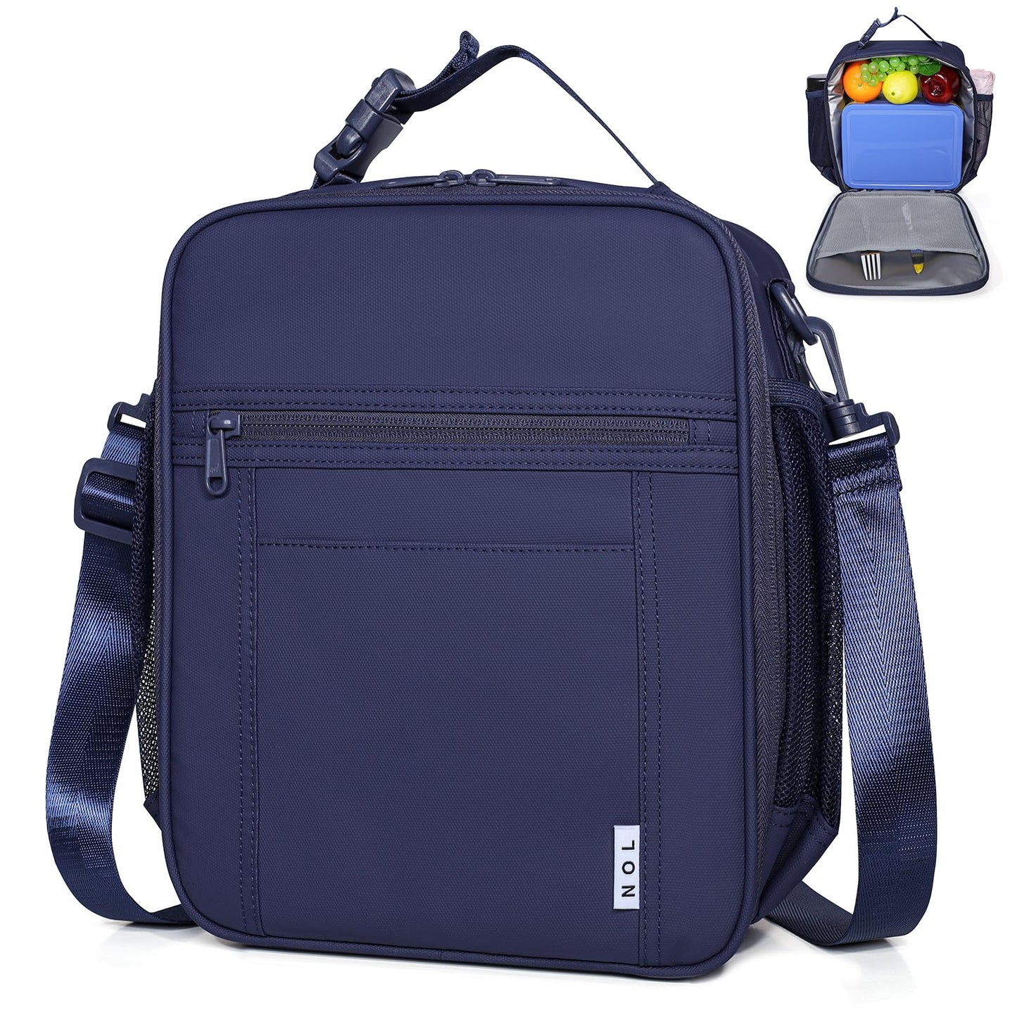 NOL Nylon Waterproof Kids Lunch Bag, Insulated Lunch Bag, Lunch box Cooler, Reusable, Zip Closure with Buckle Handle Holds Lunch Box, Snacks & Water Bottle for School Work, Cream