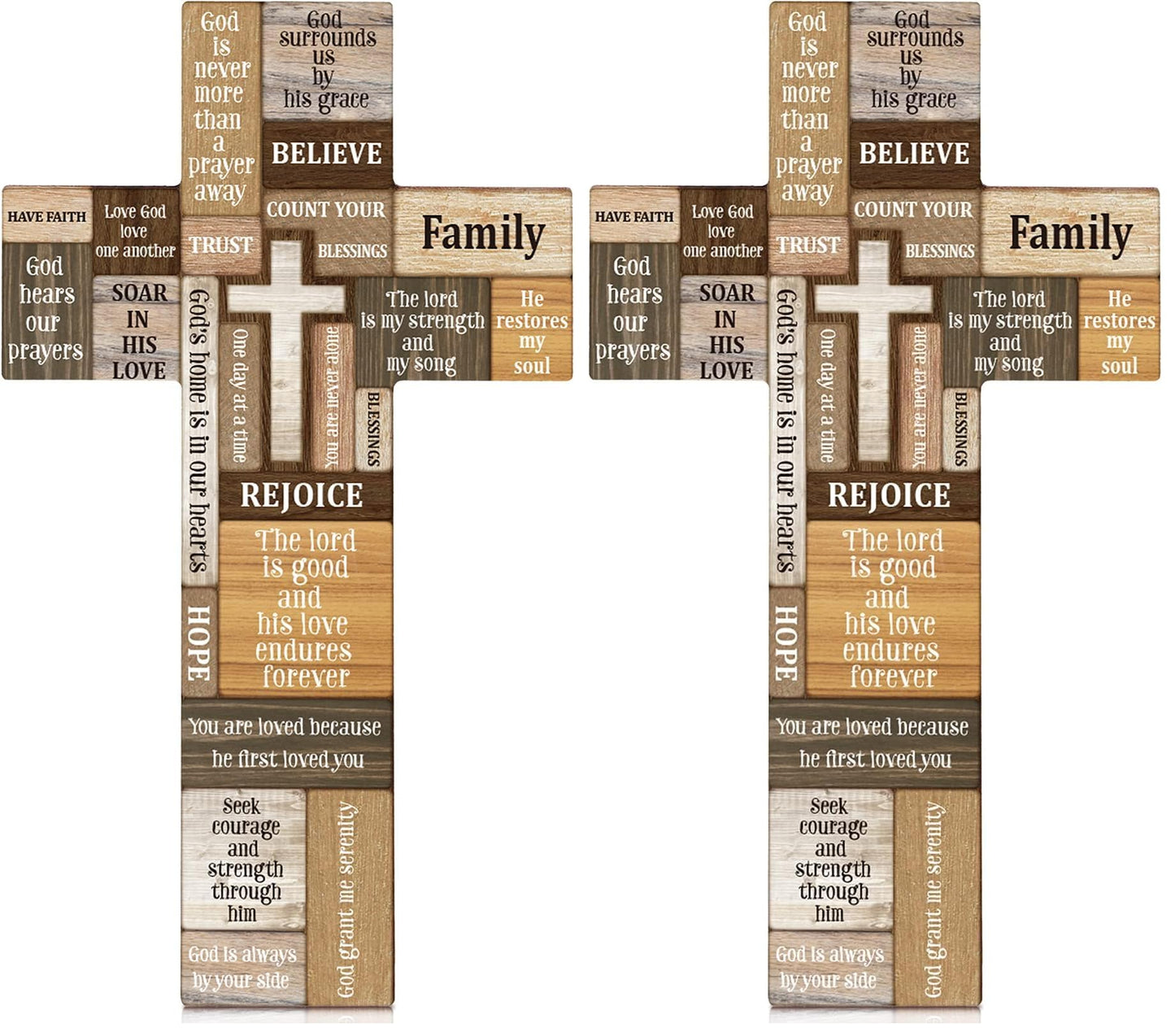 Jetec Cross Wall Decor Christian Wooden Cross Religious Faith Biblical Faith Biblical Verse Wall or Table Sign for Home Easter Farmhouse Home Hanging Decorations Indoor Outdoor(10.6 x 6.1 Inch)