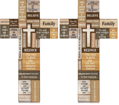 Jetec Cross Wall Decor Christian Wooden Cross Religious Faith Biblical Faith Biblical Verse Wall or Table Sign for Home Easter Farmhouse Home Hanging Decorations Indoor Outdoor(10.6 x 6.1 Inch)