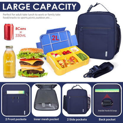 NOL Nylon Waterproof Kids Lunch Bag, Insulated Lunch Bag, Lunch box Cooler, Reusable, Zip Closure with Buckle Handle Holds Lunch Box, Snacks & Water Bottle for School Work, Cream