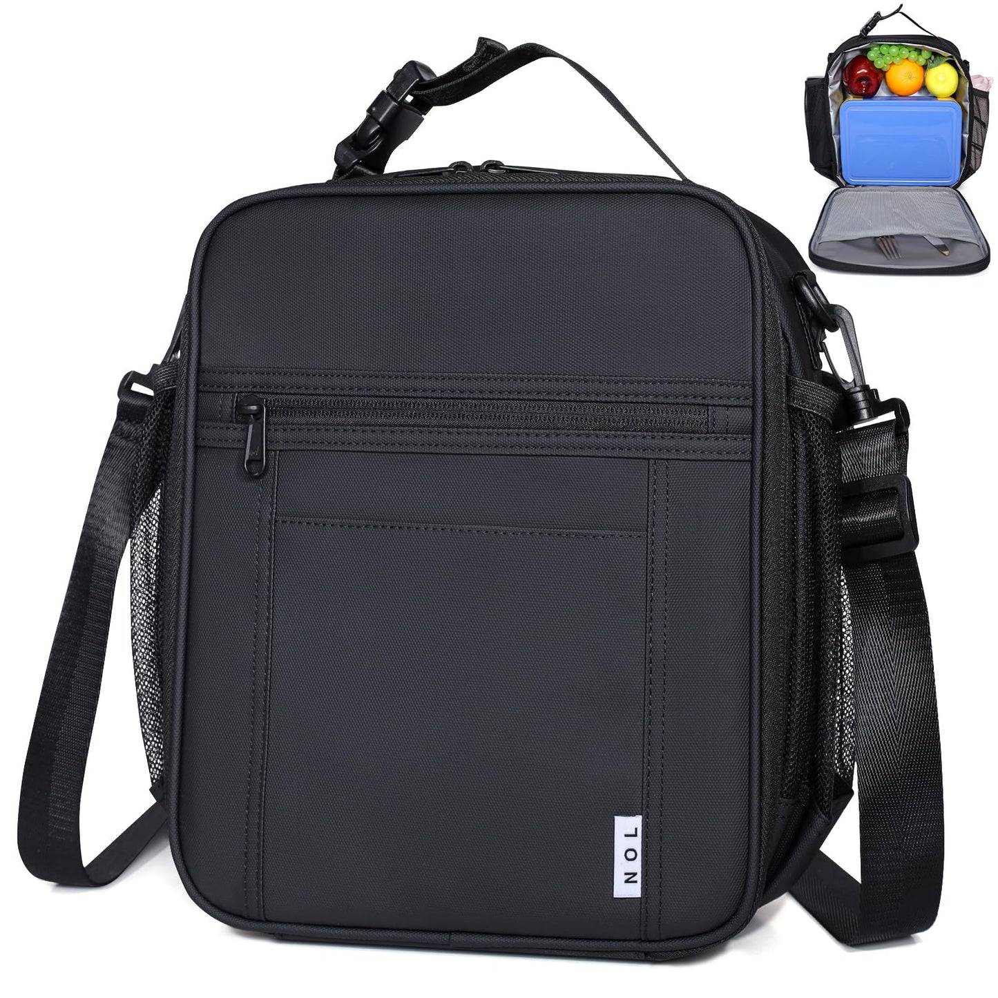 NOL Nylon Waterproof Kids Lunch Bag, Insulated Lunch Bag, Lunch box Cooler, Reusable, Zip Closure with Buckle Handle Holds Lunch Box, Snacks & Water Bottle for School Work, Cream