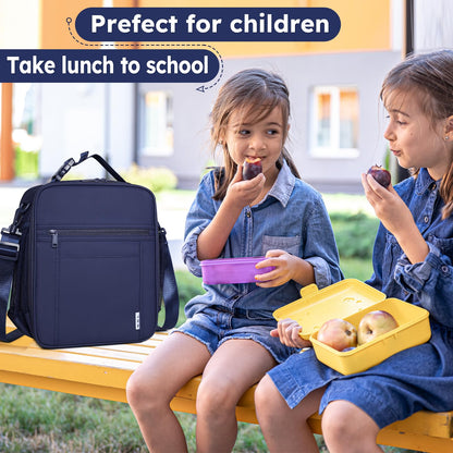 NOL Nylon Waterproof Kids Lunch Bag, Insulated Lunch Bag, Lunch box Cooler, Reusable, Zip Closure with Buckle Handle Holds Lunch Box, Snacks & Water Bottle for School Work, Cream