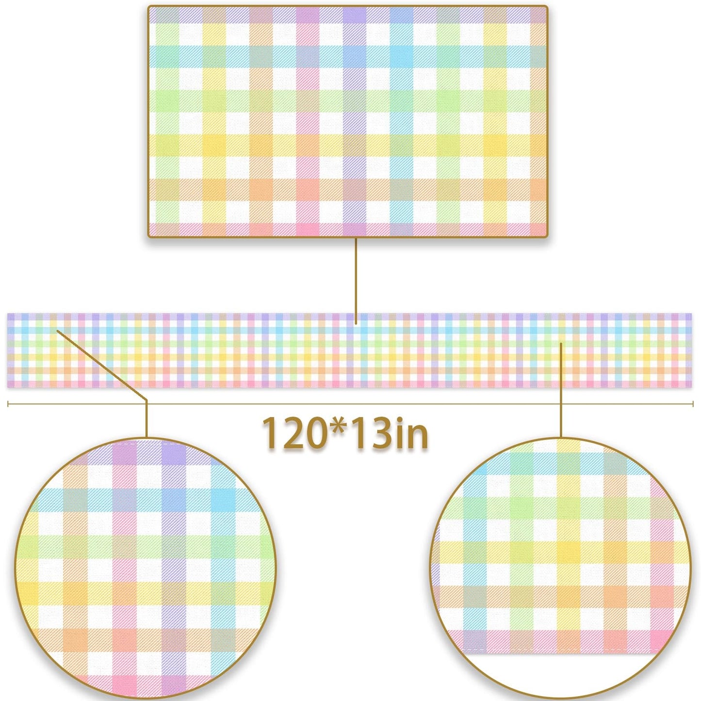 Pudodo Easter Buffalo Plaid Check Table Runner Spring Holiday Farmhouse Fireplace Kitchen Dining Room Home Party Decoration (13" x 72")