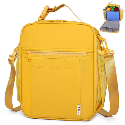 NOL Nylon Waterproof Kids Lunch Bag, Insulated Lunch Bag, Lunch box Cooler, Reusable, Zip Closure with Buckle Handle Holds Lunch Box, Snacks & Water Bottle for School Work, Cream