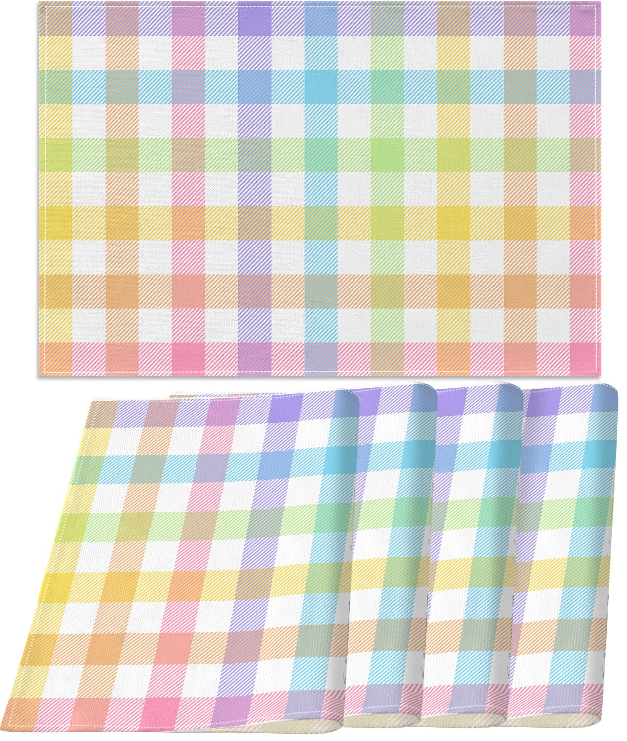 Pudodo Easter Buffalo Plaid Check Table Runner Spring Holiday Farmhouse Fireplace Kitchen Dining Room Home Party Decoration (13" x 72")