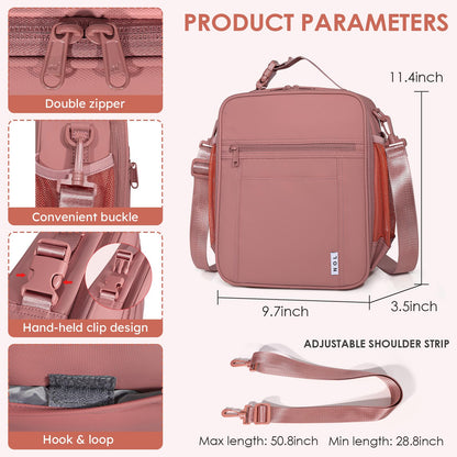 NOL Nylon Waterproof Kids Lunch Bag, Insulated Lunch Bag, Lunch box Cooler, Reusable, Zip Closure with Buckle Handle Holds Lunch Box, Snacks & Water Bottle for School Work, Cream