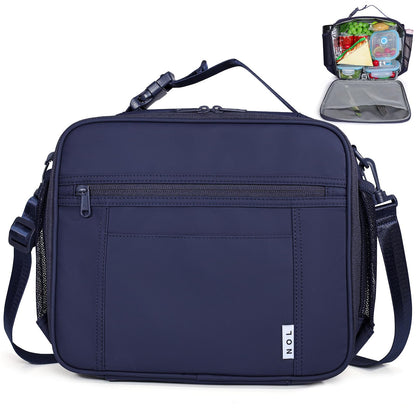 NOL Nylon Waterproof Kids Lunch Bag, Insulated Lunch Bag, Lunch box Cooler, Reusable, Zip Closure with Buckle Handle Holds Lunch Box, Snacks & Water Bottle for School Work, Cream