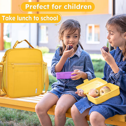 NOL Nylon Waterproof Kids Lunch Bag, Insulated Lunch Bag, Lunch box Cooler, Reusable, Zip Closure with Buckle Handle Holds Lunch Box, Snacks & Water Bottle for School Work, Cream
