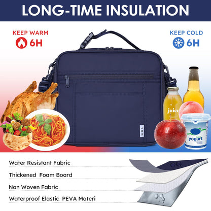 NOL Nylon Waterproof Kids Lunch Bag, Insulated Lunch Bag, Lunch box Cooler, Reusable, Zip Closure with Buckle Handle Holds Lunch Box, Snacks & Water Bottle for School Work, Cream