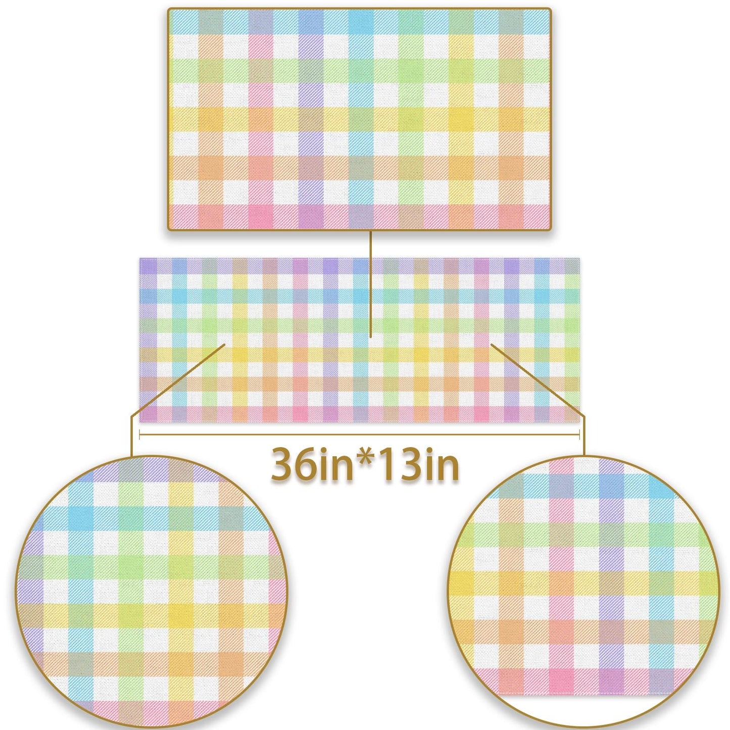 Pudodo Easter Buffalo Plaid Check Table Runner Spring Holiday Farmhouse Fireplace Kitchen Dining Room Home Party Decoration (13" x 72")
