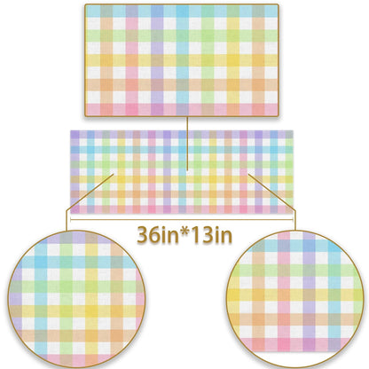 Pudodo Easter Buffalo Plaid Check Table Runner Spring Holiday Farmhouse Fireplace Kitchen Dining Room Home Party Decoration (13" x 72")