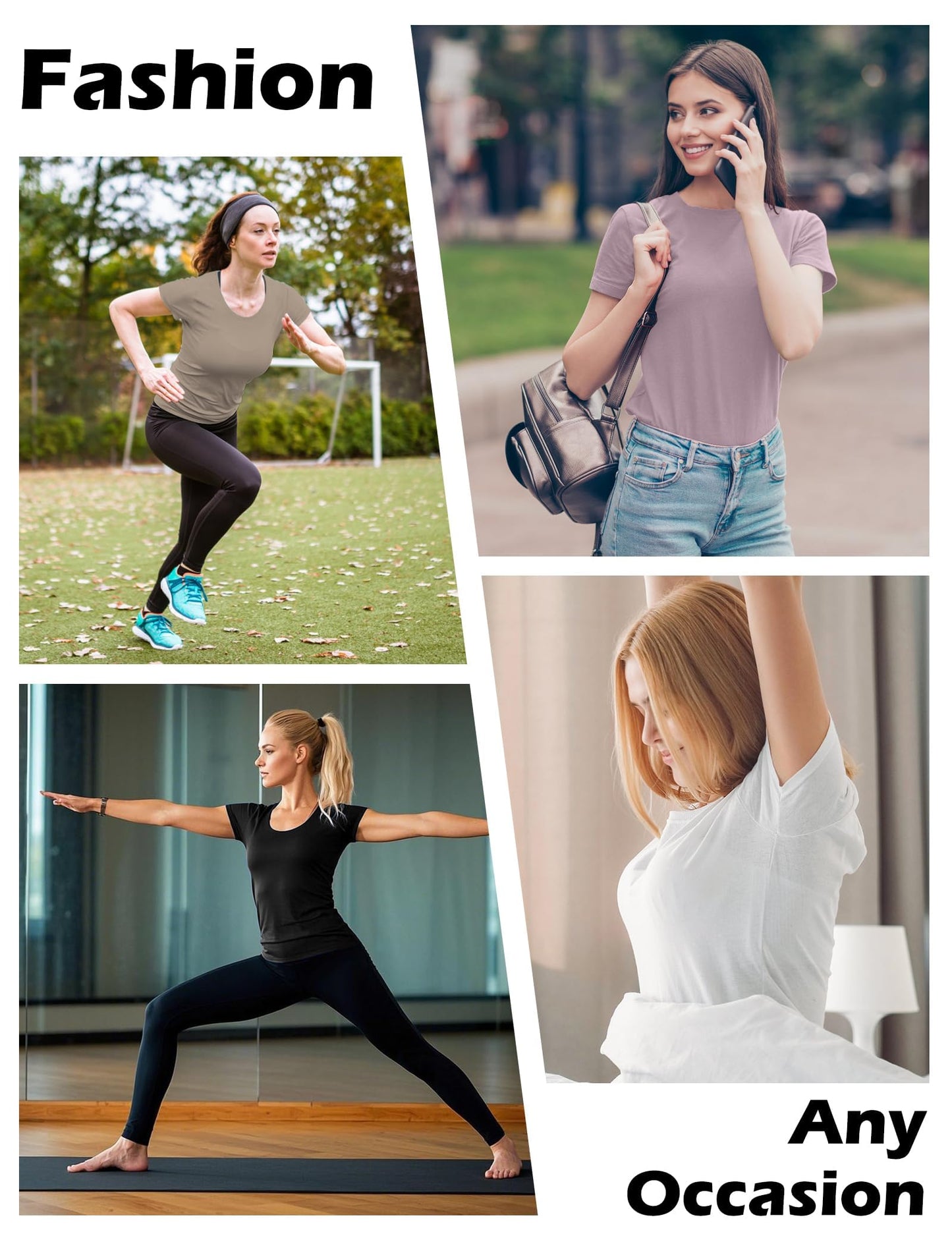 5 Pack Women's Short Sleeve Basic T Shirts Tees, Slim Fit Crew Neck Tshirt Summer Tops for Casual Workout Trendy
