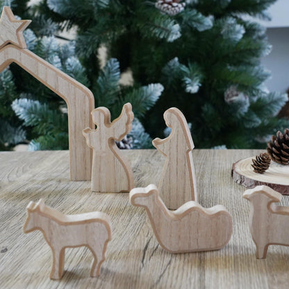 NEROSUN Empty Tomb Easter Scene and Cross Decoration, Wooden Easter Resurrection Scene Cross Jesus Tomb Tray Set, Jesus Nativity Scene Decor for Religious Home Office Tabletop Christian Gifts