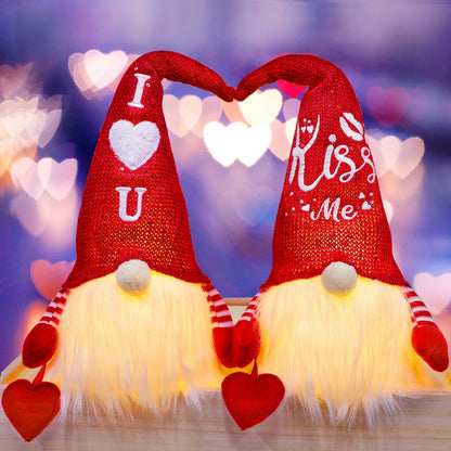Juegoal 2 Pack Lighted Bunny Easter Gnome, 11" Handmade Scandinavian Swedish Tomte, Light Up Elf Easter Present, Battery Operated Rabbit Gifts Spring Tabletop Holiday Decorations