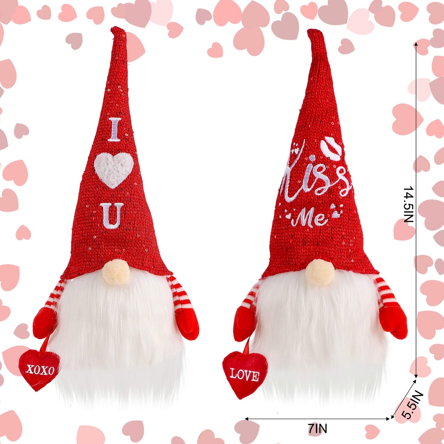 Juegoal 2 Pack Lighted Bunny Easter Gnome, 11" Handmade Scandinavian Swedish Tomte, Light Up Elf Easter Present, Battery Operated Rabbit Gifts Spring Tabletop Holiday Decorations