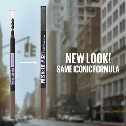 Maybelline Express Brow Ultra Slim Eyebrow Makeup, Brow Pencil with Precision Tip and Spoolie for Defined Eyebrows, Medium Brown, 1 Count (Packaging May Vary)