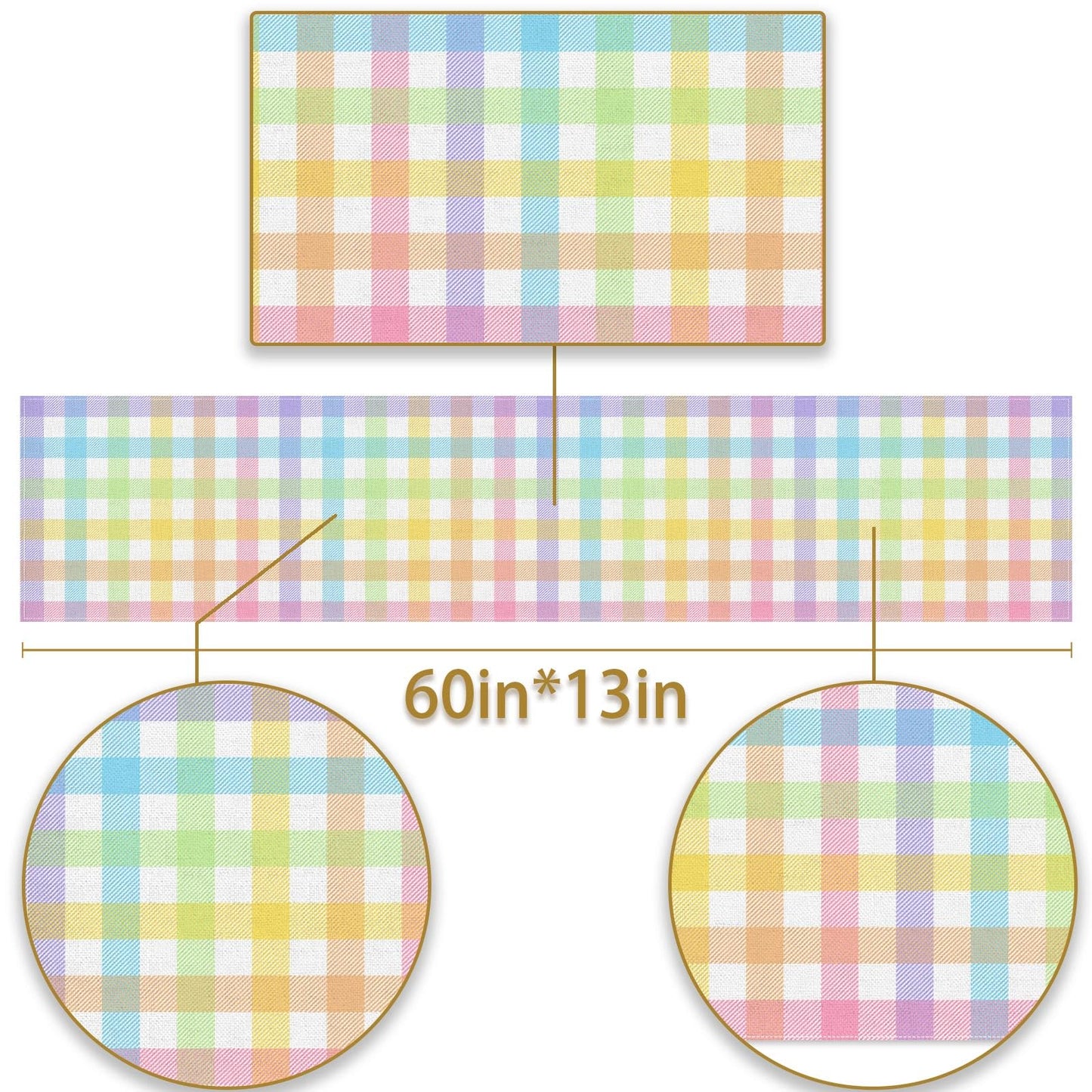 Pudodo Easter Buffalo Plaid Check Table Runner Spring Holiday Farmhouse Fireplace Kitchen Dining Room Home Party Decoration (13" x 72")
