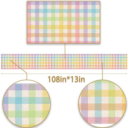Pudodo Easter Buffalo Plaid Check Table Runner Spring Holiday Farmhouse Fireplace Kitchen Dining Room Home Party Decoration (13" x 72")
