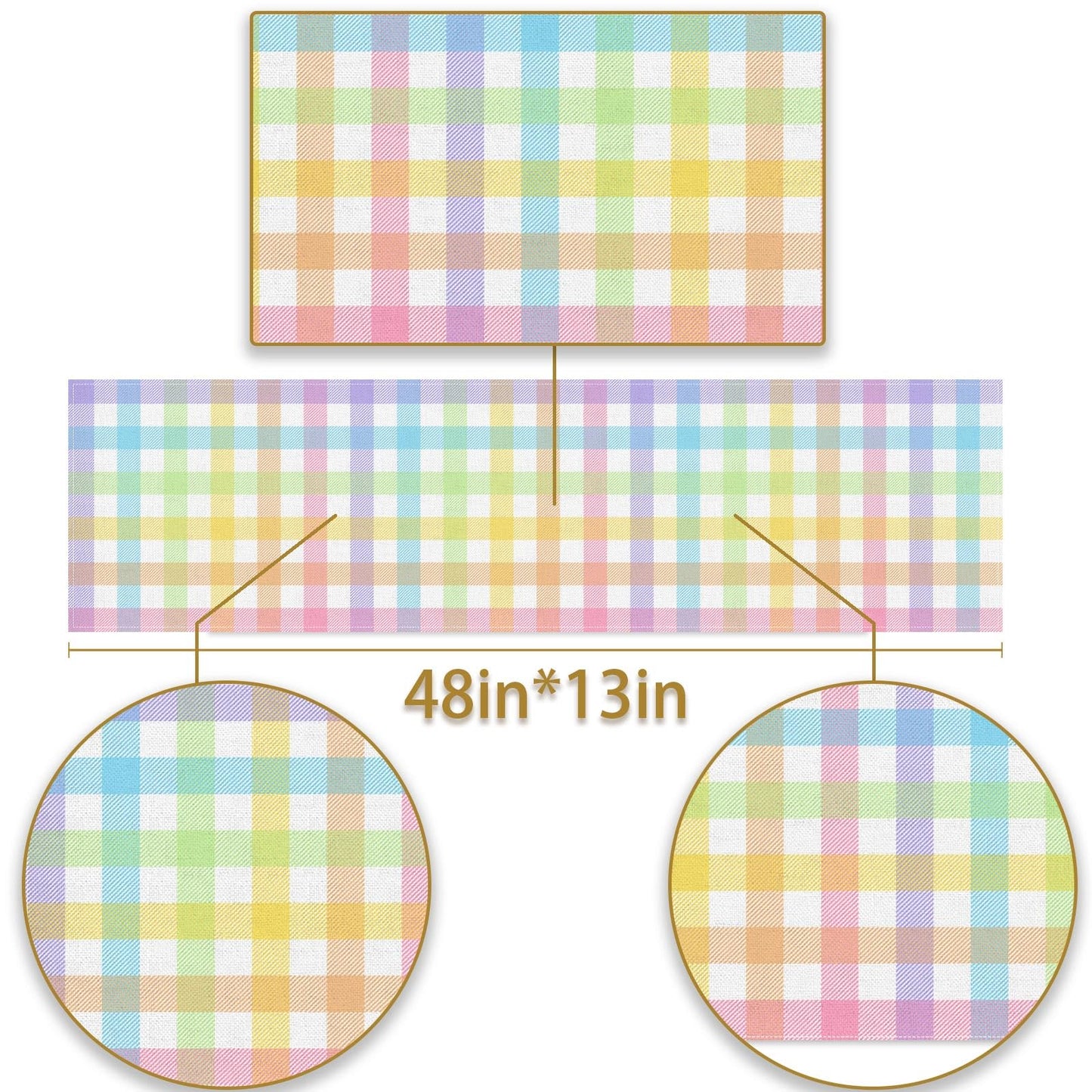 Pudodo Easter Buffalo Plaid Check Table Runner Spring Holiday Farmhouse Fireplace Kitchen Dining Room Home Party Decoration (13" x 72")