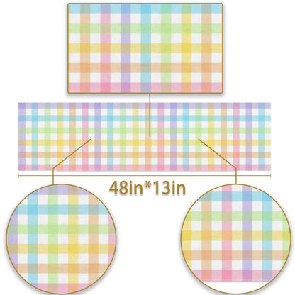 Pudodo Easter Buffalo Plaid Check Table Runner Spring Holiday Farmhouse Fireplace Kitchen Dining Room Home Party Decoration (13" x 72")