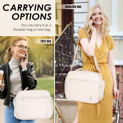 NOL Nylon Waterproof Kids Lunch Bag, Insulated Lunch Bag, Lunch box Cooler, Reusable, Zip Closure with Buckle Handle Holds Lunch Box, Snacks & Water Bottle for School Work, Cream