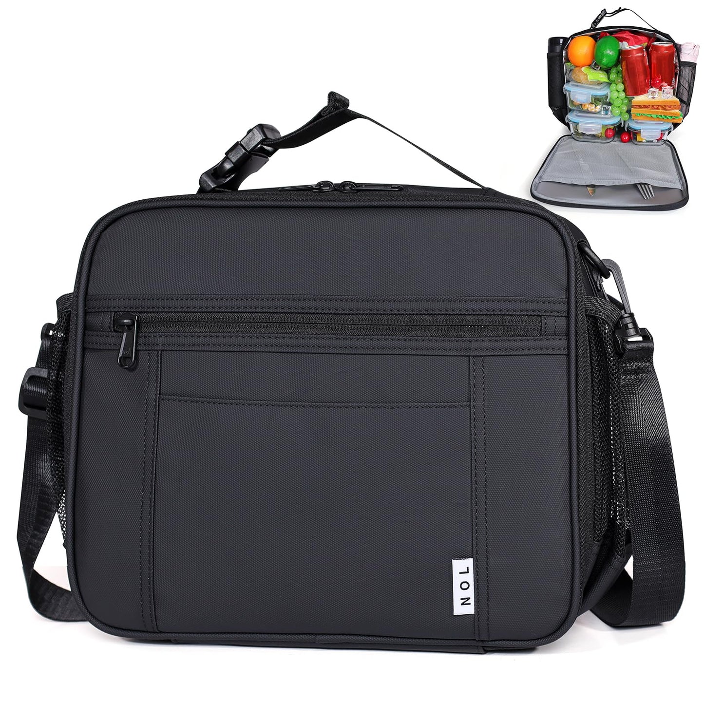 NOL Nylon Waterproof Kids Lunch Bag, Insulated Lunch Bag, Lunch box Cooler, Reusable, Zip Closure with Buckle Handle Holds Lunch Box, Snacks & Water Bottle for School Work, Cream