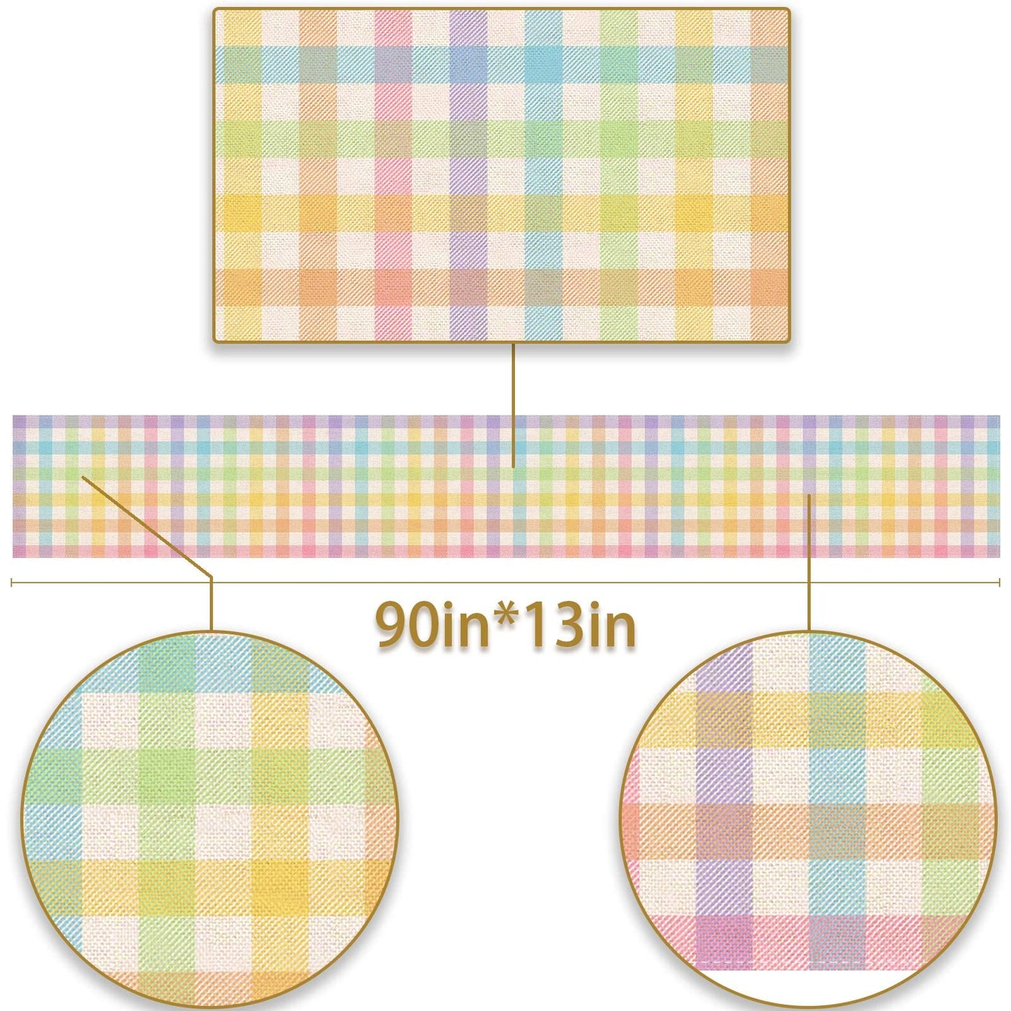 Pudodo Easter Buffalo Plaid Check Table Runner Spring Holiday Farmhouse Fireplace Kitchen Dining Room Home Party Decoration (13" x 72")