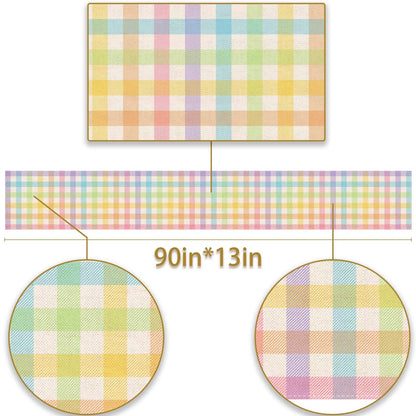 Pudodo Easter Buffalo Plaid Check Table Runner Spring Holiday Farmhouse Fireplace Kitchen Dining Room Home Party Decoration (13" x 72")