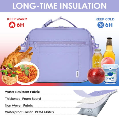 NOL Nylon Waterproof Kids Lunch Bag, Insulated Lunch Bag, Lunch box Cooler, Reusable, Zip Closure with Buckle Handle Holds Lunch Box, Snacks & Water Bottle for School Work, Cream