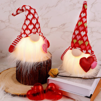 Juegoal 2 Pack Lighted Bunny Easter Gnome, 11" Handmade Scandinavian Swedish Tomte, Light Up Elf Easter Present, Battery Operated Rabbit Gifts Spring Tabletop Holiday Decorations
