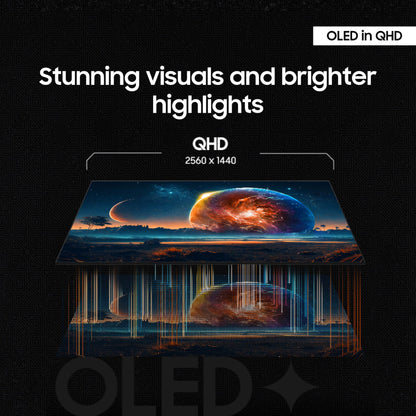 Samsung 27” Odyssey OLED G6 G60SF QHD QD-OLED Gaming Monitor, 500Hz Refresh Rate, 0.03ms (GtG) Response Time, G-Sync Compatible, VESA DisplayHDR TrueBlack 500, LS27FG602SNXZA, 2025, 3 Yr Warranty