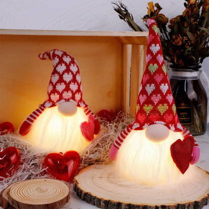 Juegoal 2 Pack Lighted Bunny Easter Gnome, 11" Handmade Scandinavian Swedish Tomte, Light Up Elf Easter Present, Battery Operated Rabbit Gifts Spring Tabletop Holiday Decorations